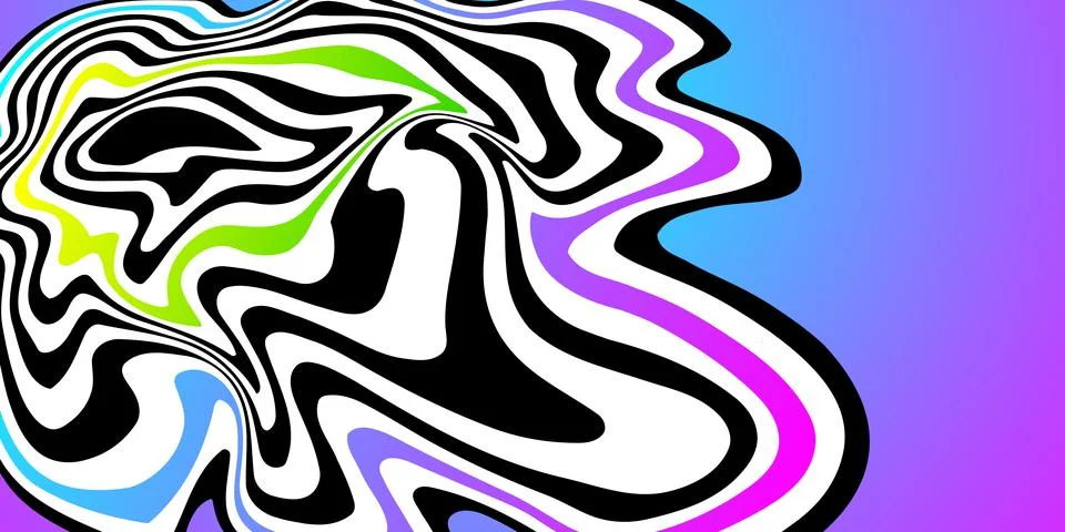 Black and white lines optical illusion background. Modern bright multicolor  Stock Illustration