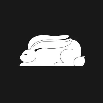 Black and White Linocut of Easter rabbit Stock Illustration