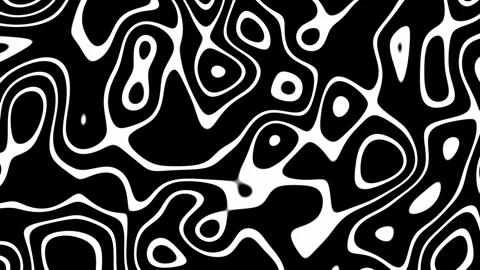 Black and White Liquid Morphing Contour Texture Loop Stock Footage 342344535
