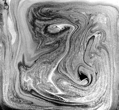 Black and white liquid texture, watercolor hand drawn marbling illustration Stock Illustration