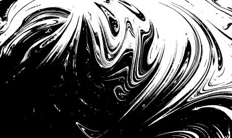 Black and white liquid texture. Watercolor hand drawn marbling illustration Stock Illustration