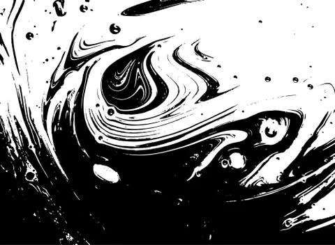 Black and white liquid texture. Watercolor hand drawn marbling illustration Stock Illustration