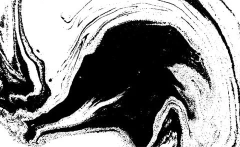 Black and white liquid texture. Watercolor hand drawn marbling illustration Stock Illustration