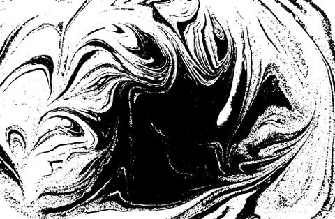 Black and white liquid texture. Watercolor hand drawn marbling illustration Stock Illustration
