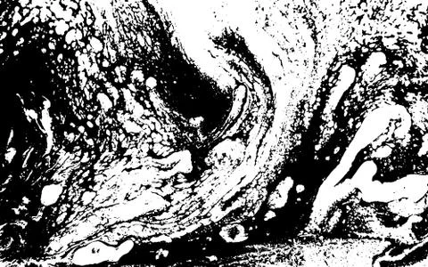 Black and white liquid texture. Watercolor hand drawn marbling illustration Stock Illustration