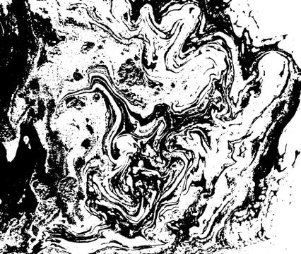 Black and white liquid texture. Watercolor hand drawn marbling illustration Stock Illustration