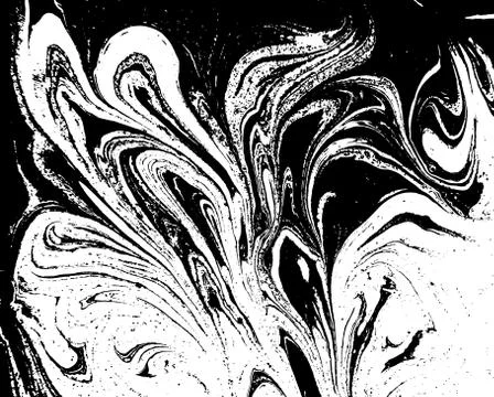 Black and white liquid texture. Watercolor hand drawn marbling illustration Stock Illustration