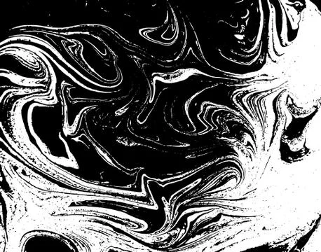 Black and white liquid texture. Watercolor hand drawn marbling illustration Stock Illustration
