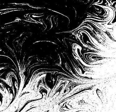Black and white liquid texture. Watercolor hand drawn marbling illustration Stock Illustration