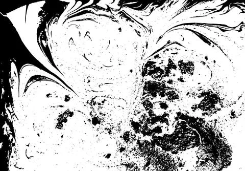 Black and white liquid texture. Watercolor hand drawn marbling illustration Stock Illustration