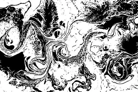 Black and white liquid texture. Marbling trace illustration. Abstract vector 스톡 일러스트