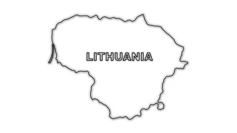 Black and White Lithuania Map Outline Minimalist Monochrome Illustration Stock Illustration