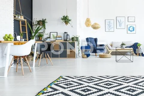 Black and white living room Stock-Fotos