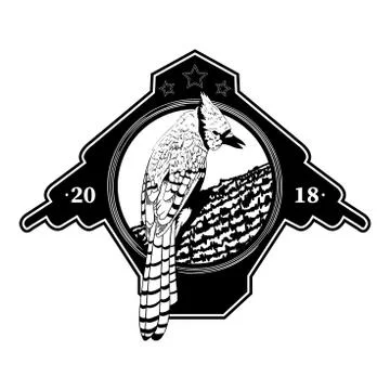 Black and white logo with a bird. Stock Illustration