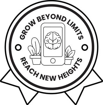 A black and white logo with a brain and plants on it Stock Illustration