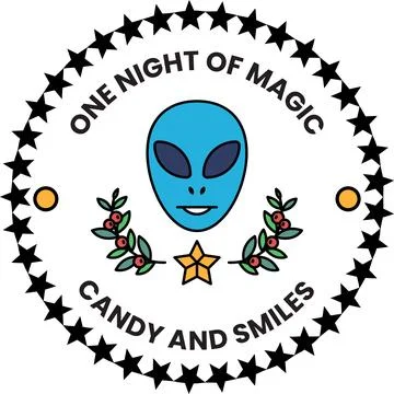 A black and white logo for a candy and smiles company Stock Illustration