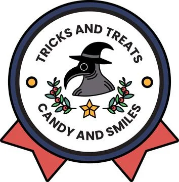 A black and white logo for a candy and treats company Stock Illustration