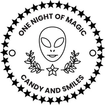 A black and white logo for a candy and smiles company Stock Illustration