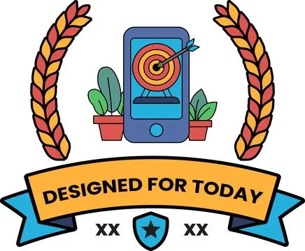 A black and white logo with a cell phone and a target Stock Illustration