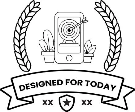 A black and white logo with a cell phone and a target Stock Illustration