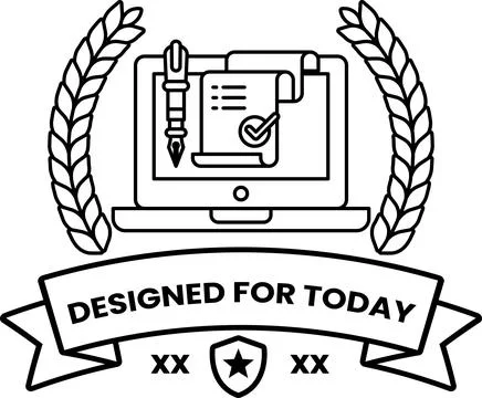 A black and white logo for a computer program that is designed for today 스톡 일러스트