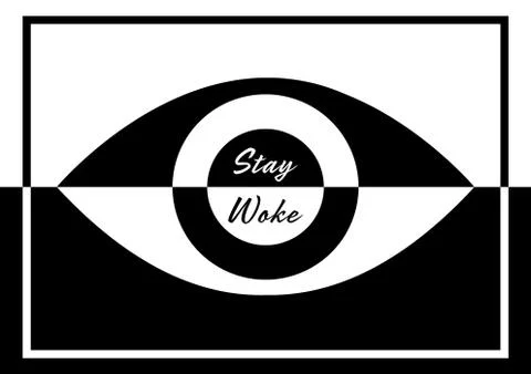 A black and white logo design to symbolize the concept of being woke to the i Stock Illustration
