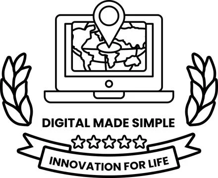 A black and white logo for Digital Made Simple Stock Illustration