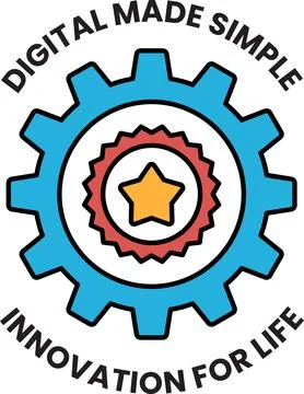 A black and white logo for digital made simple Stock Illustration