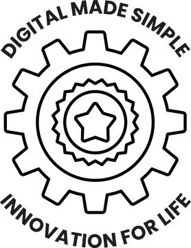 A black and white logo for digital made simple Stock Illustration