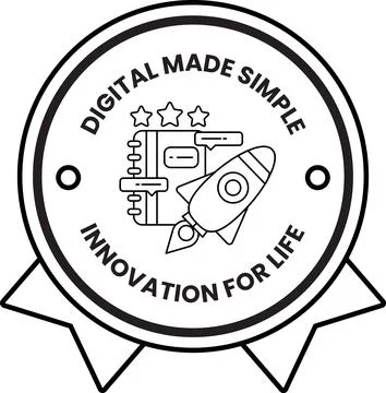 A black and white logo for digital made simple innovation for life Stock Illustration