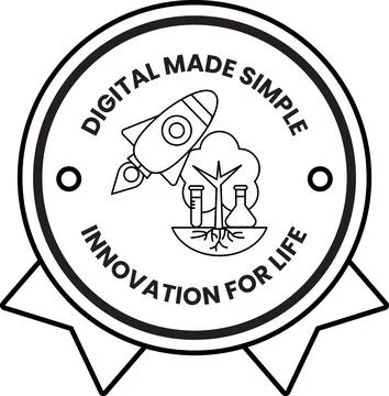 A black and white logo for digital made simple innovation for life Stock Illustration