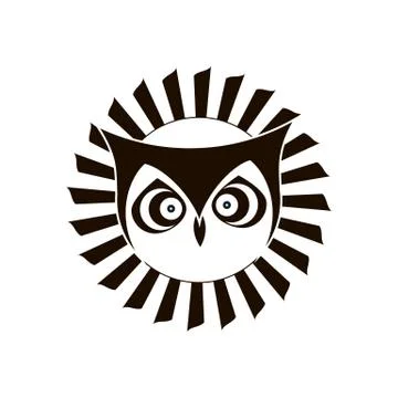 Black and white logo of eagle owl. Emblem design Stock Illustration