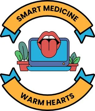 Black-and-white logo features a stylized tongue protruding from a laptop scre Stock Illustration