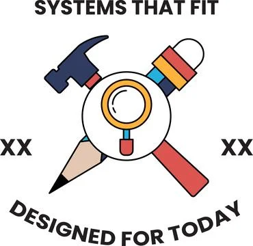Black-and-white logo features crossed tools Stock Illustration