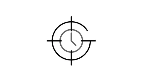Black and white logo featuring a clock at the center, symbolizing time mana.. Stock Footage 333233085