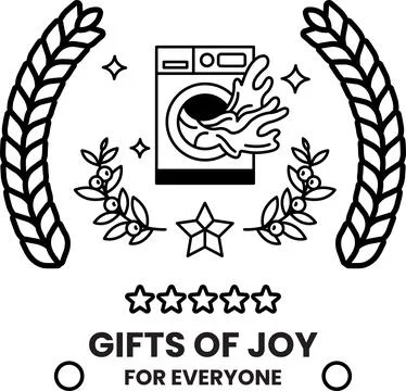 A black and white logo for Gifts of Joy for everyone Stock Illustration