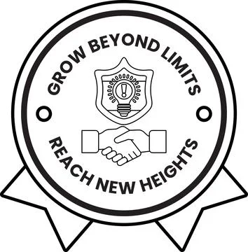A black and white logo with a handshake symbol Stock Illustration