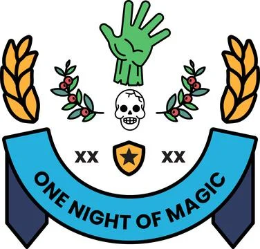 A black and white logo for a magic themed event Stock Illustration
