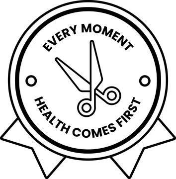 A black and white logo with a pair of scissors Stock Illustration