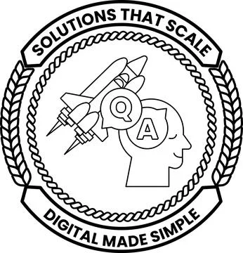 A black and white logo with a rocket and a man's head Stock Illustration