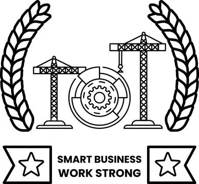 A black and white logo for smart business work strong 스톡 일러스트