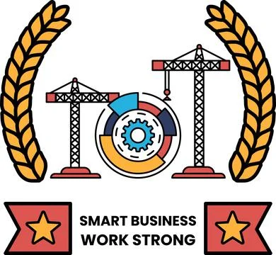 A black and white logo for smart business work strong Illustrazione stock
