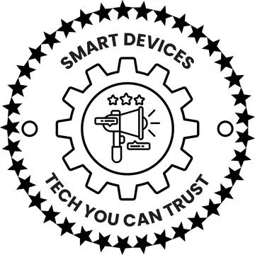 A black and white logo for smart devices that says tech you can trust Stock Illustration