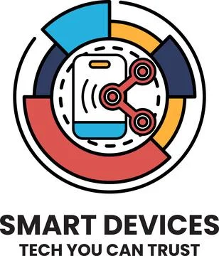A black and white logo for smart devices that says tech you can trust Stock Illustration