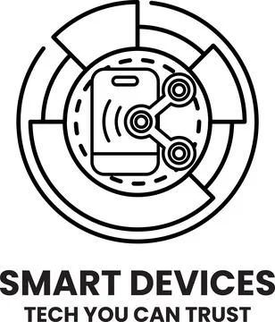 A black and white logo for smart devices that says tech you can trust Stock Illustration