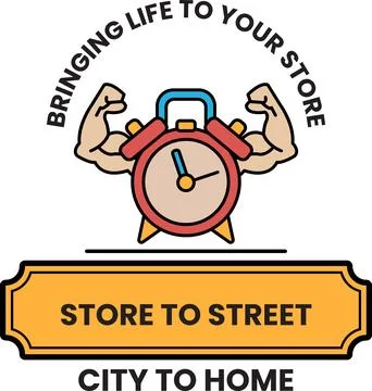 A black and white logo for Store to Street City to Home Stock Illustration