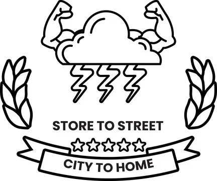 A black and white logo for Store to Street City to Home Stock Illustration