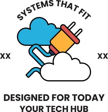 A black and white logo for a tech hub 스톡 일러스트