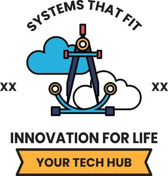 A black and white logo for a tech hub Stock Illustration
