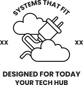 A black and white logo for a tech hub 스톡 일러스트